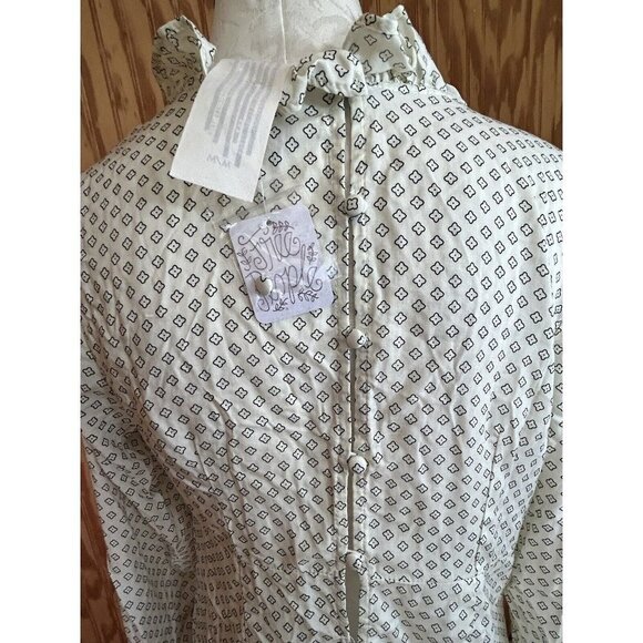 Free People Deep V-Neck Cream Mini Dress Sheer Ruffle Bust Clack Floral NWT M - Picture 7 of 12